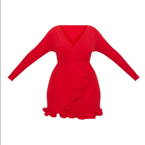 Sexy Salsa Red Ruffle Wrap Dress - Picture 2 of 9